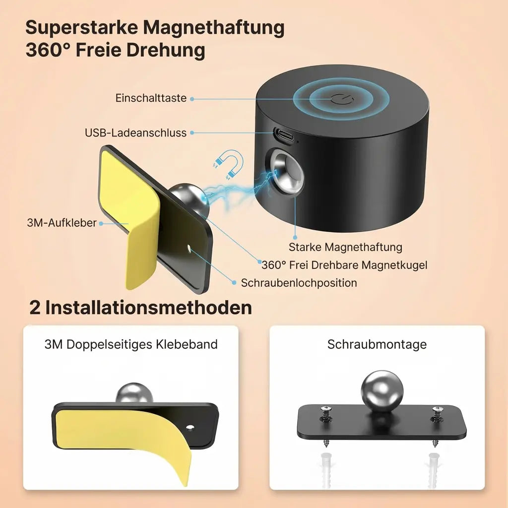 Wall Light Magnetic Mount USB Rechargeable Dimmable Warm-to-Cool