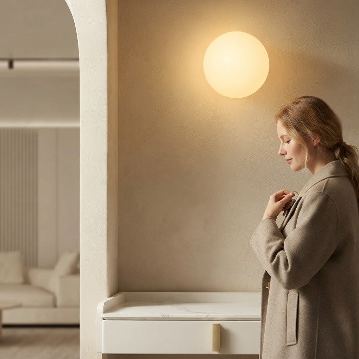 Wall Light Milky Glass Globe G9 LED Wall Mount