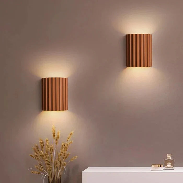 Wall Light Ribbed Resin Shade Up & Down Lighting