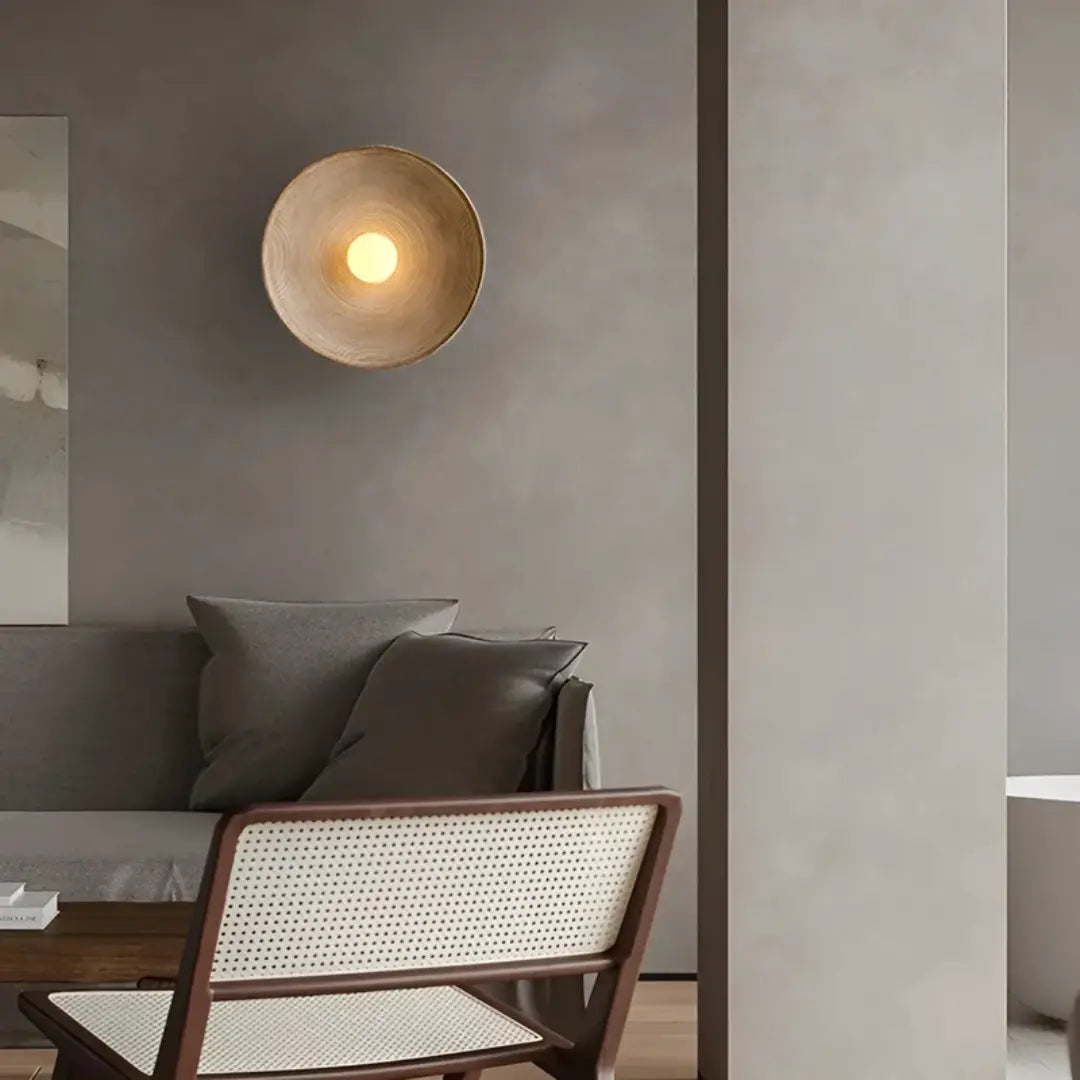 Wall Light Round Glass & Resin Selectable Light Tones