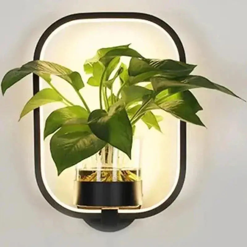 Wall Light Space-Saving Botanical Plant Accent Metal & Glass