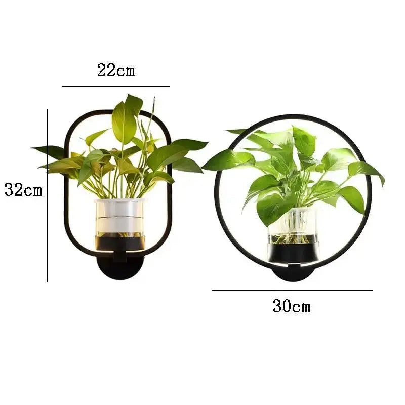 Wall Light Space-Saving Botanical Plant Accent Metal & Glass