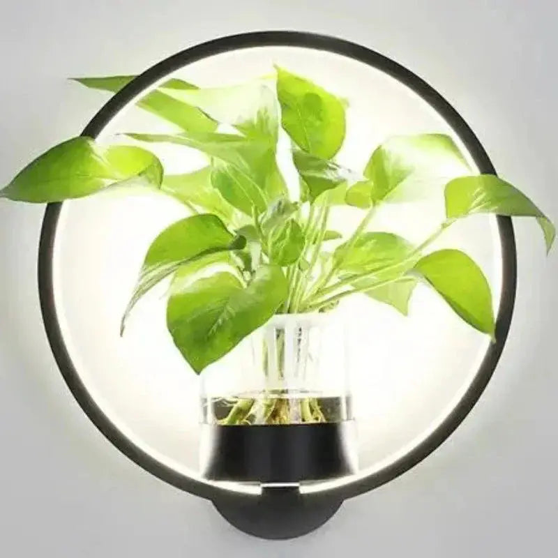 Wall Light Space-Saving Botanical Plant Accent Metal & Glass