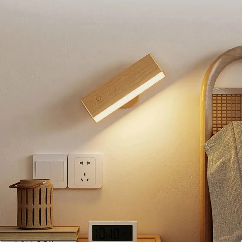 Wall Light Wood Finish Touch Control & Timer