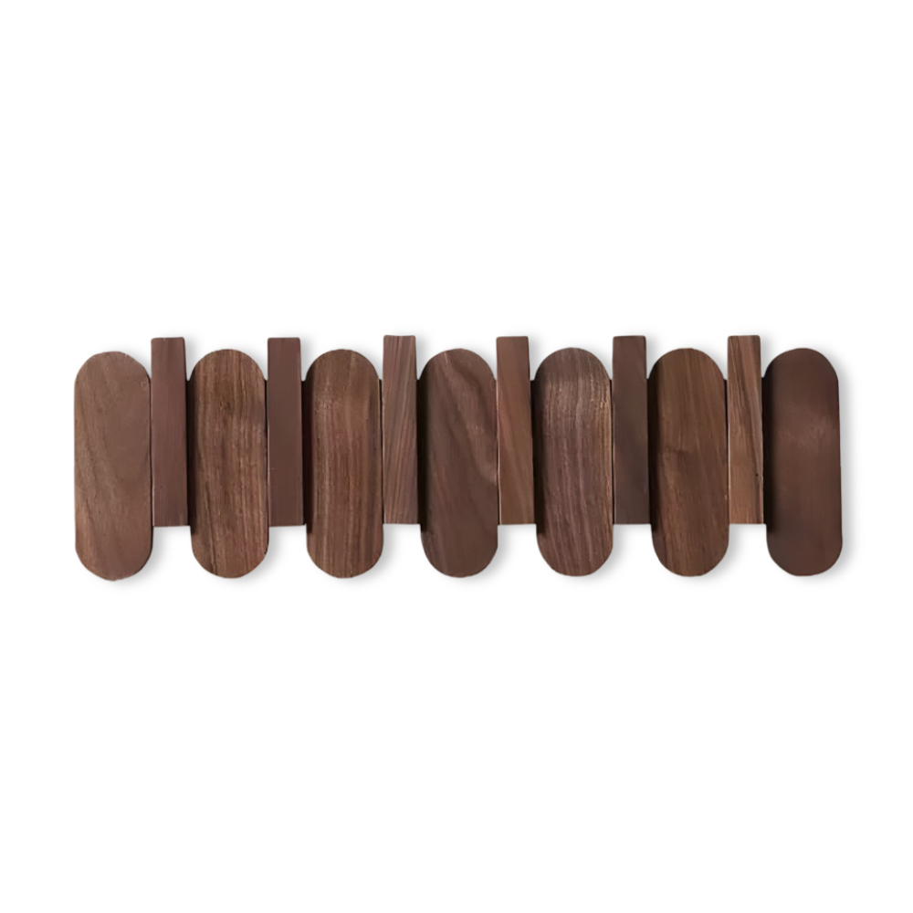 Wall-Mounted Coat Rack Solid Wood Walnut Finish Rounded Hooks
