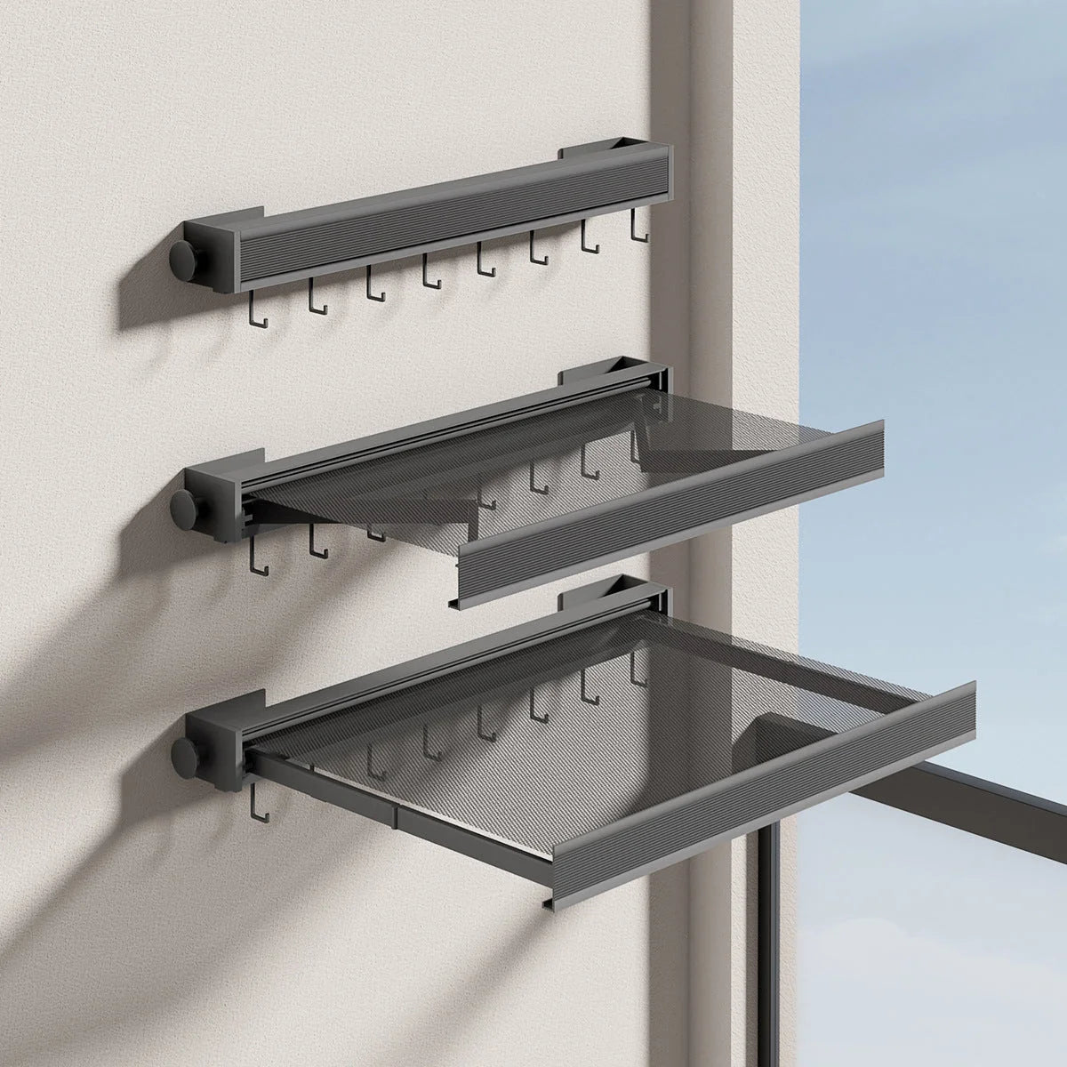 Wall-Mounted Drying Rack Foldable Grid Shelf & Clothes Rail