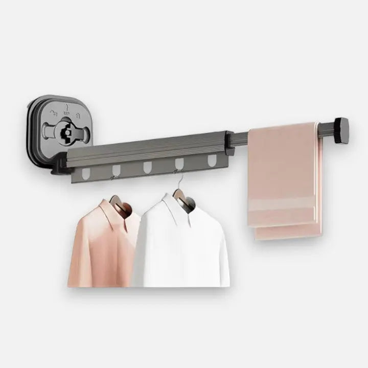 Wall-Mounted Drying Rack Suction Mount Foldable Wind-Resistant Hooks