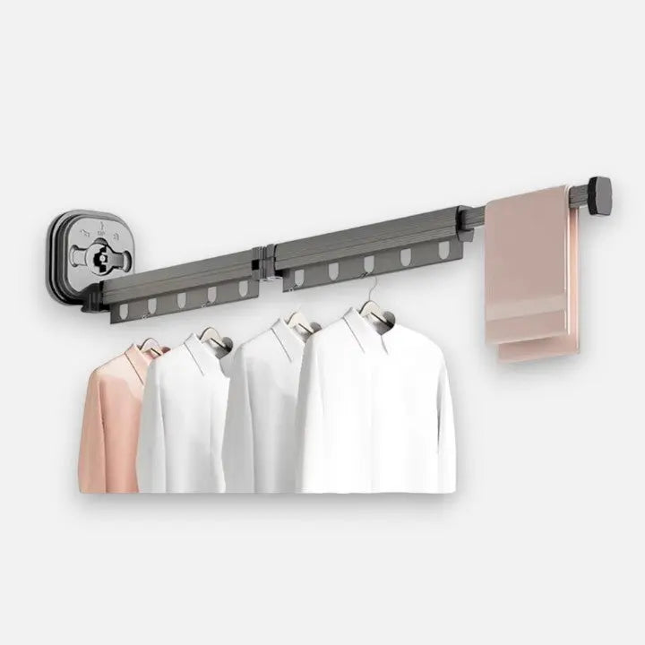 Wall-Mounted Drying Rack Suction Mount Foldable Wind-Resistant Hooks