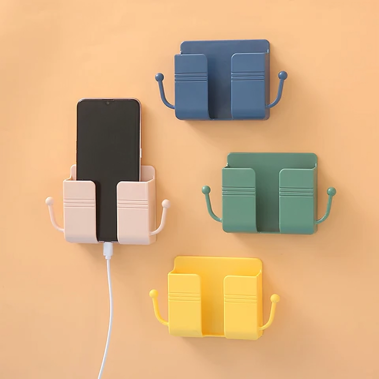 Wall-Mounted Phone Holder Space-Saving Self-Adhesive Cable Guide
