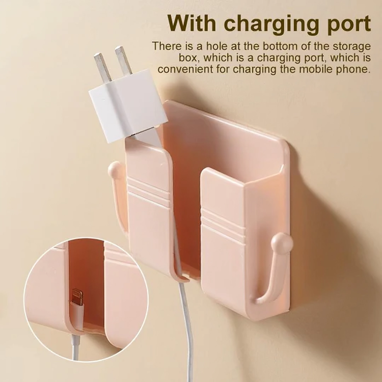 Wall-Mounted Phone Holder Space-Saving Self-Adhesive Cable Guide