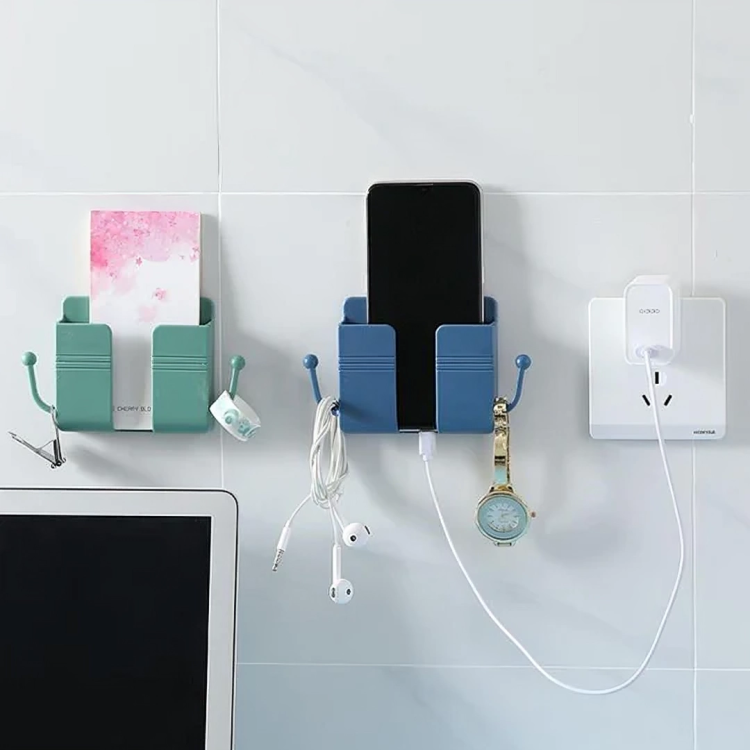 Wall-Mounted Phone Holder Space-Saving Self-Adhesive Cable Guide