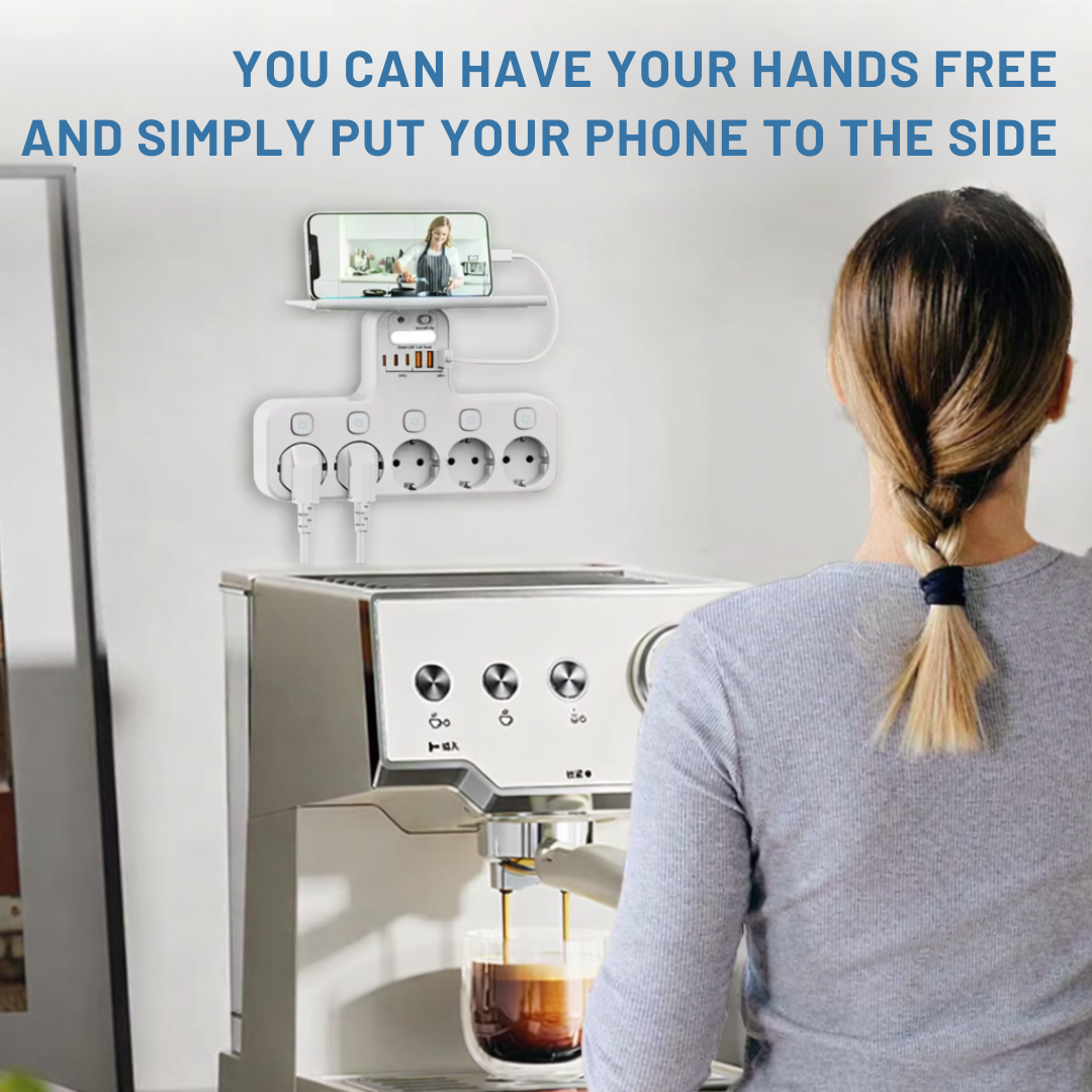 Wall-Mounted Power Strip 3 Switchable Outlets USB Charging Ports