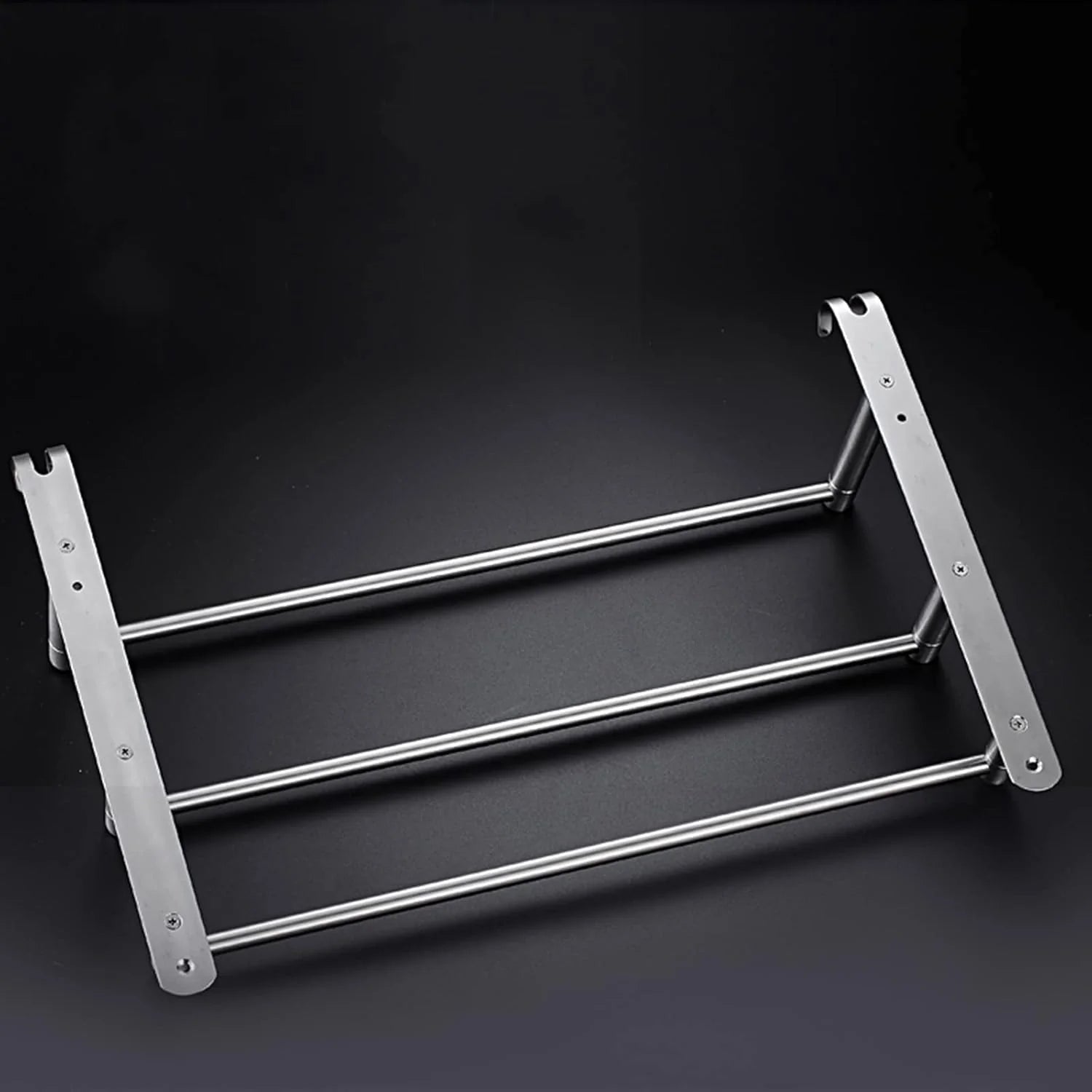 Wall-Mounted Towel Rack Stainless Steel 3 Bars & Hooks
