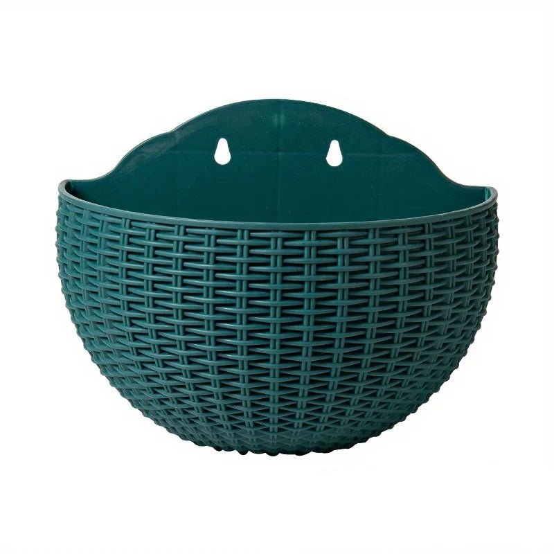 Wall Planter Space-Saving Rattan-Look Built-In Water Reservoir & Drainage