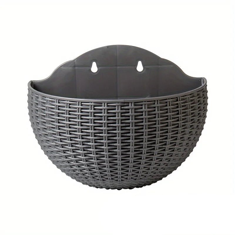 Wall Planter Space-Saving Rattan-Look Built-In Water Reservoir & Drainage