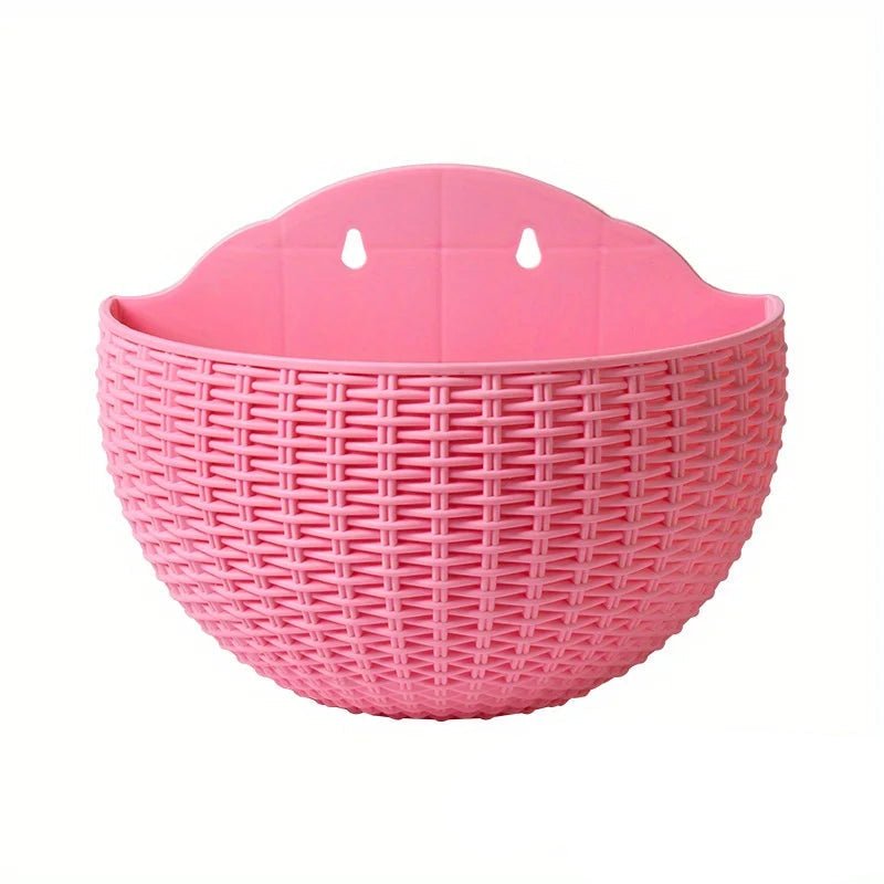 Wall Planter Space-Saving Rattan-Look Built-In Water Reservoir & Drainage
