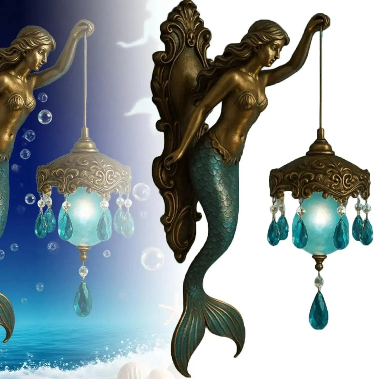 Wall Sconce Baroque Mermaid Battery-Powered Warm LED