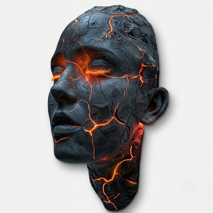 Wall Sculpture Resin LED Illuminated Cracks