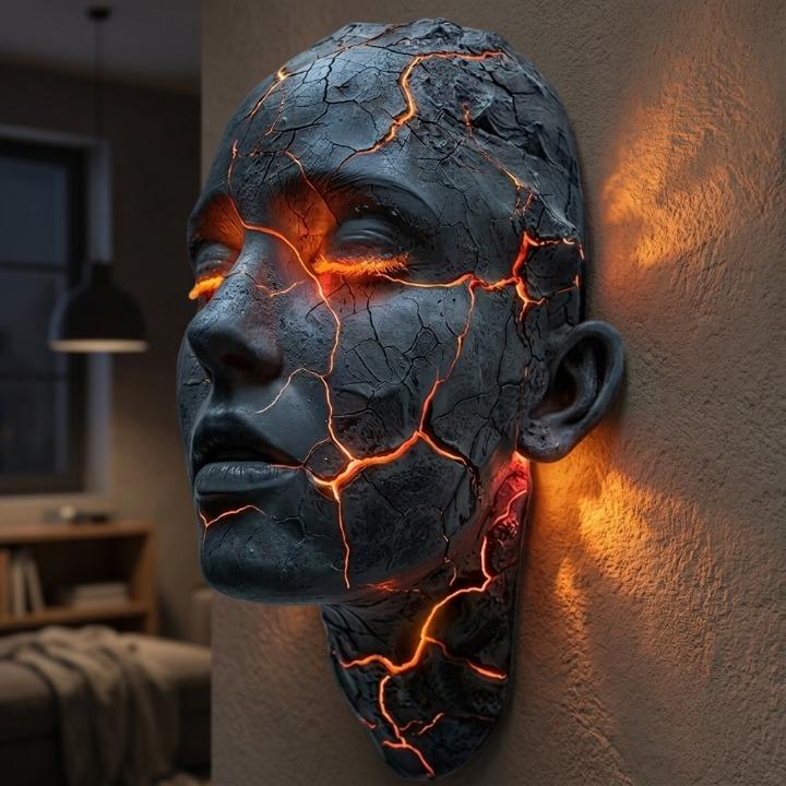 Wall Sculpture Resin LED Illuminated Cracks