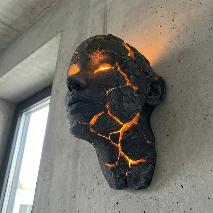 Wall Sculpture Resin LED Illuminated Cracks