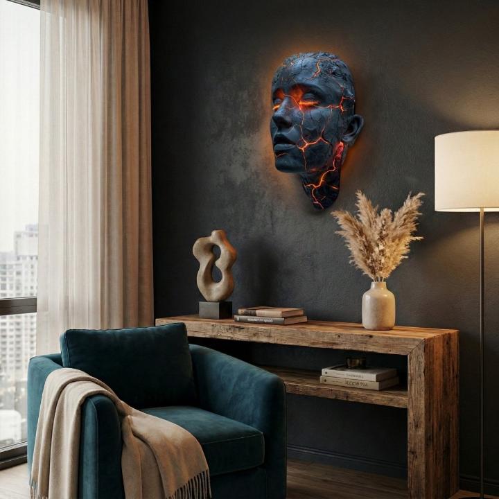 Wall Sculpture Resin LED Illuminated Cracks