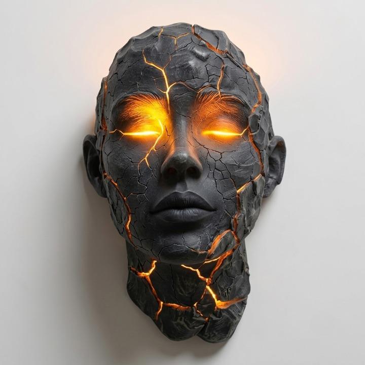 Wall Sculpture Resin LED Illuminated Cracks