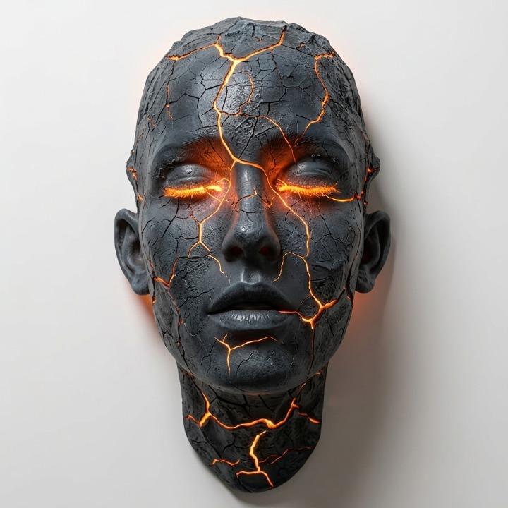 Wall Sculpture Resin LED Illuminated Cracks