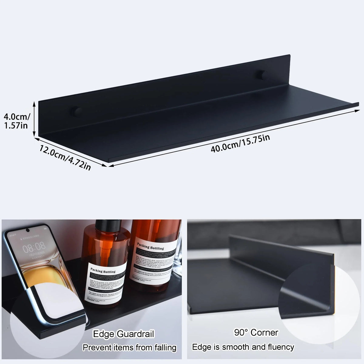 Wall Shelf Floating Powder-Coated Metal Hardware Included