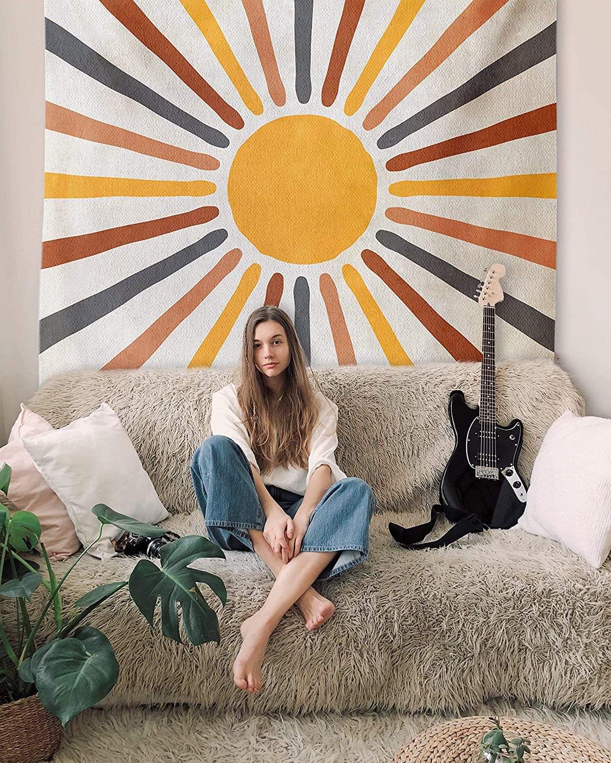 Wall Tapestry Boho Sun Polyester-Cotton Easy To Hang