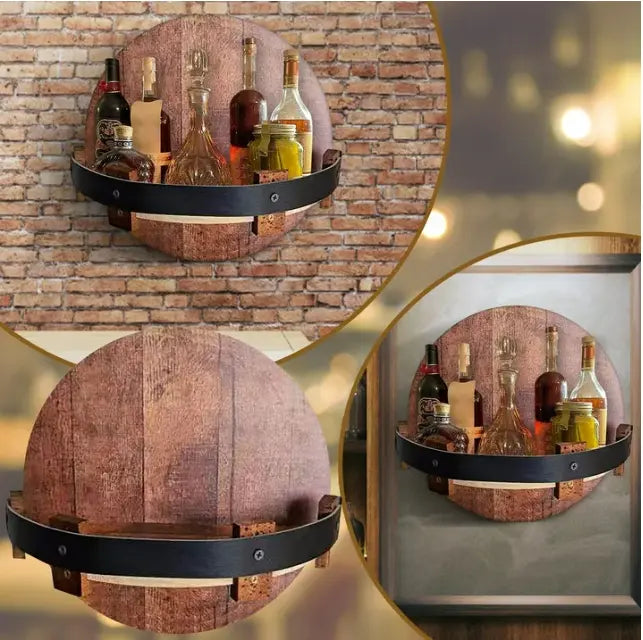 Wall Wine Rack Reclaimed Oak 7-Bottle Ready To Hang