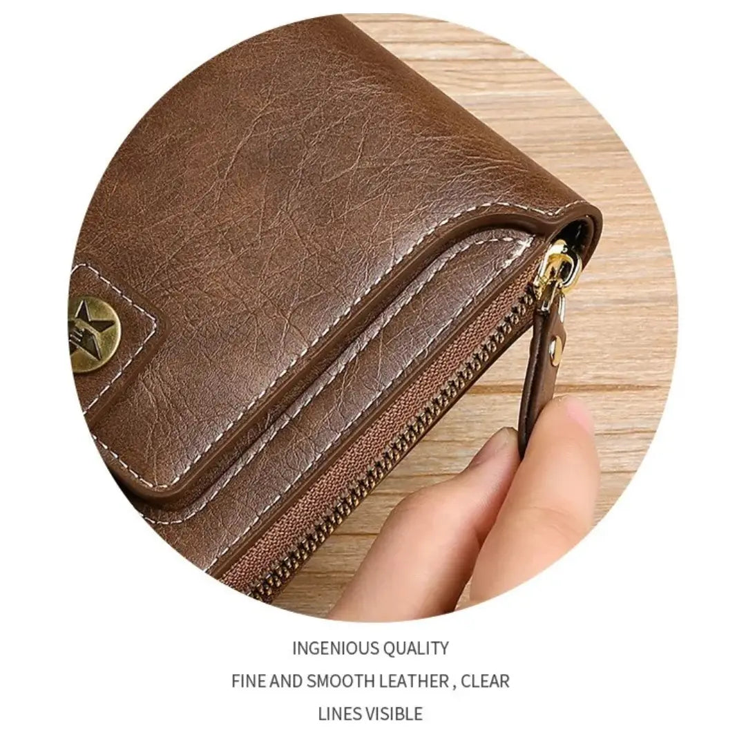 Wallet PU Leather All-Around Zipper Card Slots