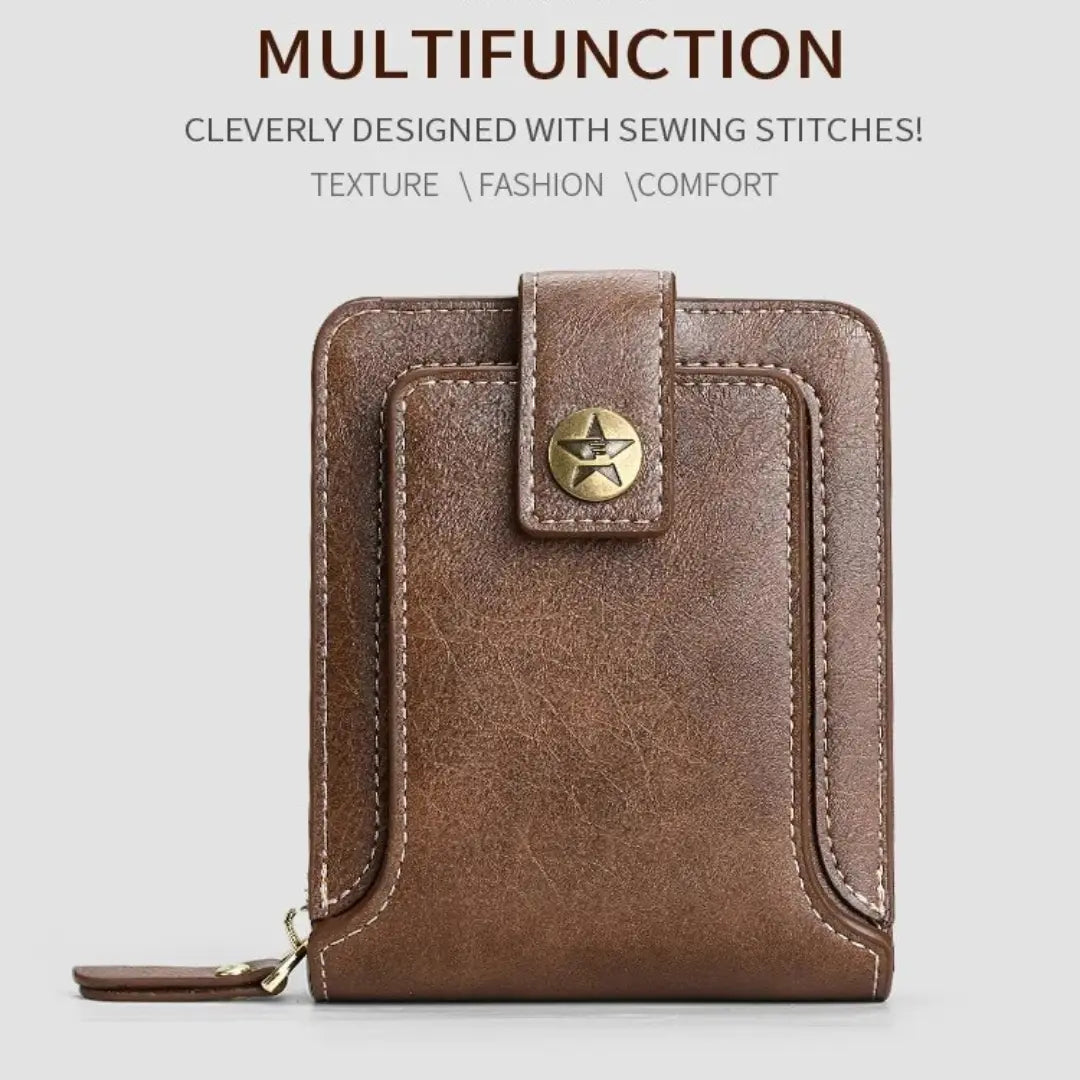 Wallet PU Leather All-Around Zipper Card Slots