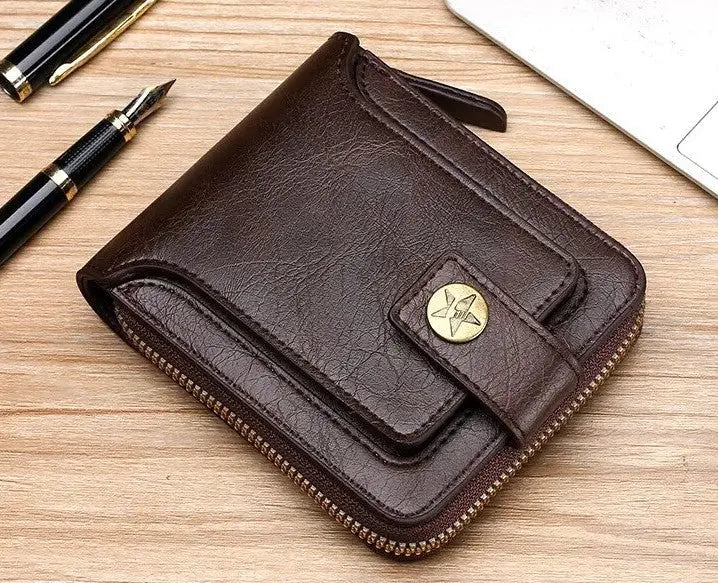 Wallet PU Leather All-Around Zipper Card Slots