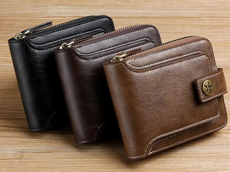 Wallet PU Leather All-Around Zipper Card Slots