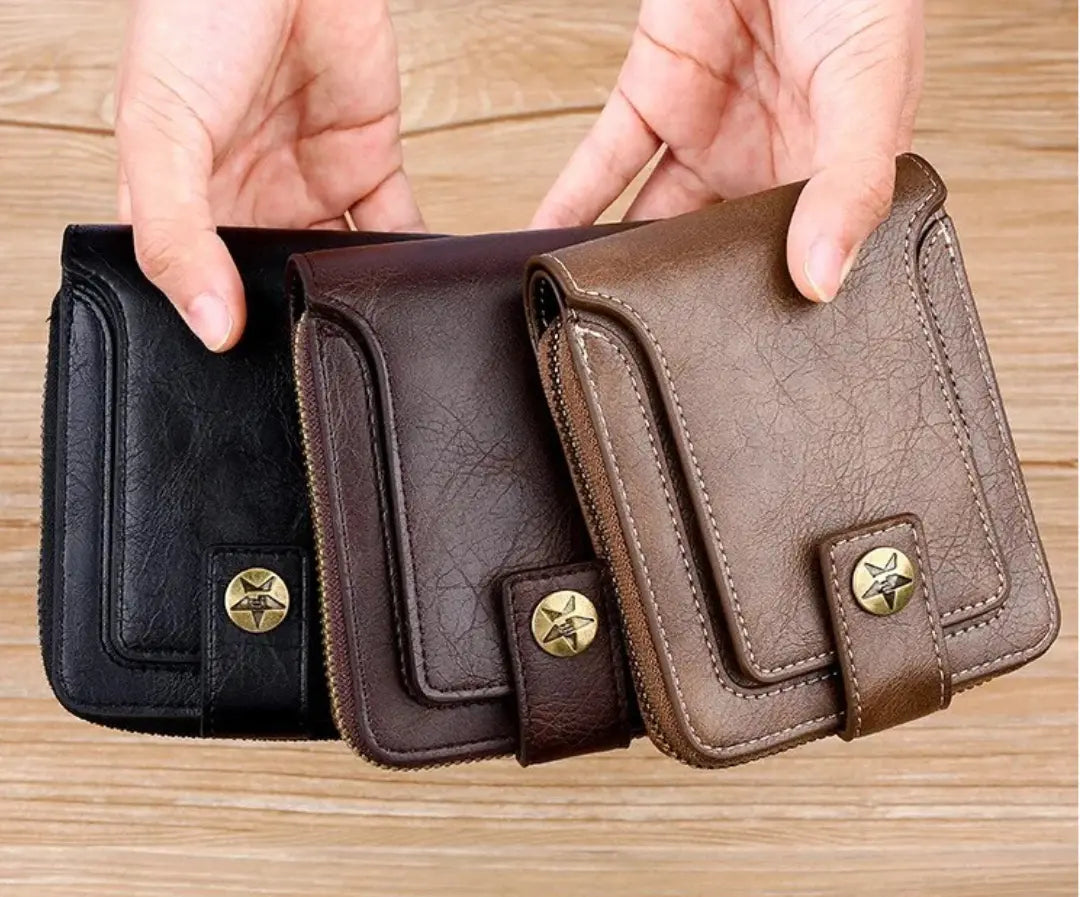 Wallet PU Leather All-Around Zipper Card Slots