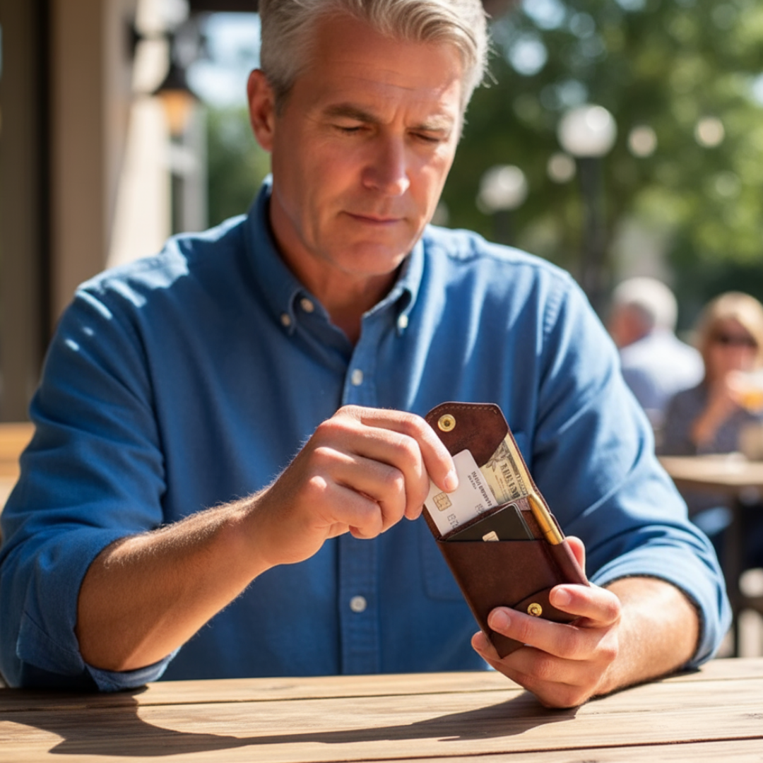 Wallet Vintage PU Leather Hand-Stitched 12 Card Slots