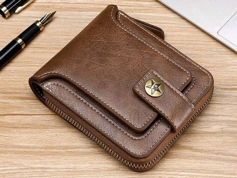 Wallet Zip-Around PU Leather Card Slots & Coin Pocket