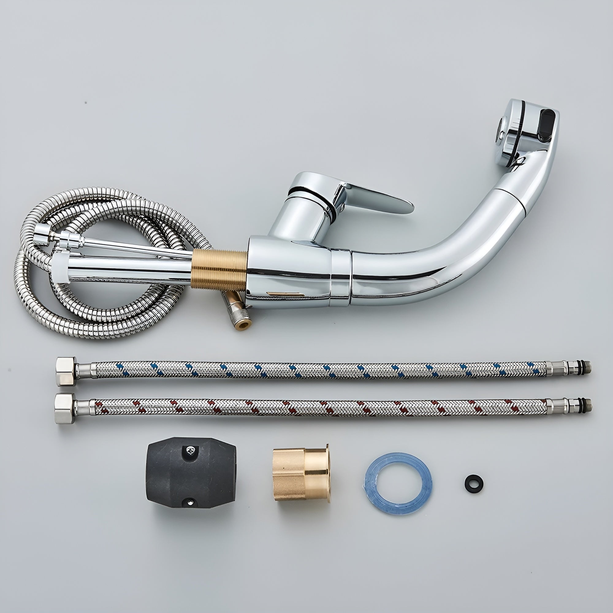 Washbasin Faucet Pull-Out Spout Single-Lever Brass