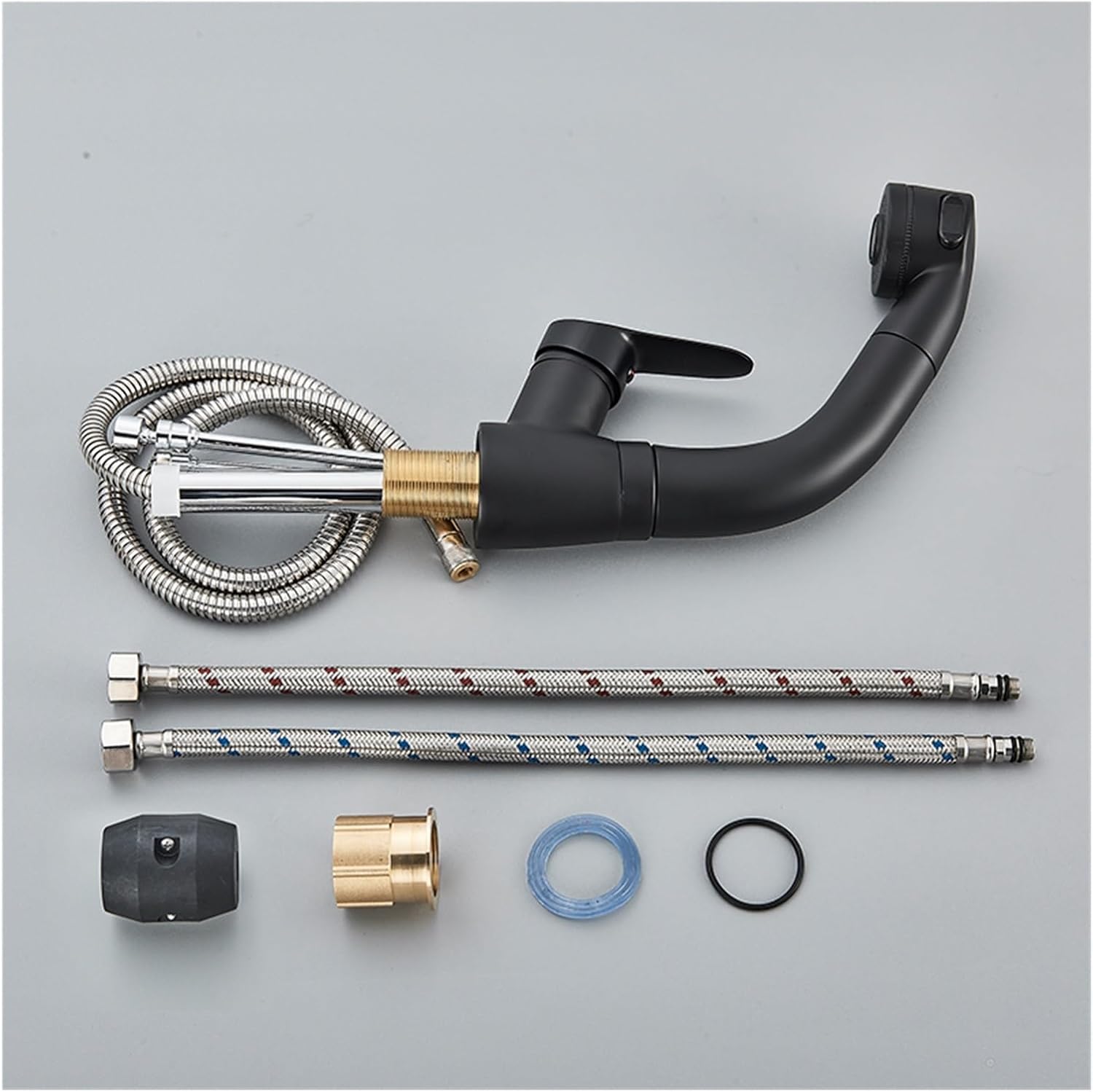 Washbasin Faucet Pull-Out Spout Single-Lever Brass