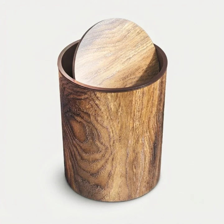 Waste Bin Silent Swing Lid Wood Grain