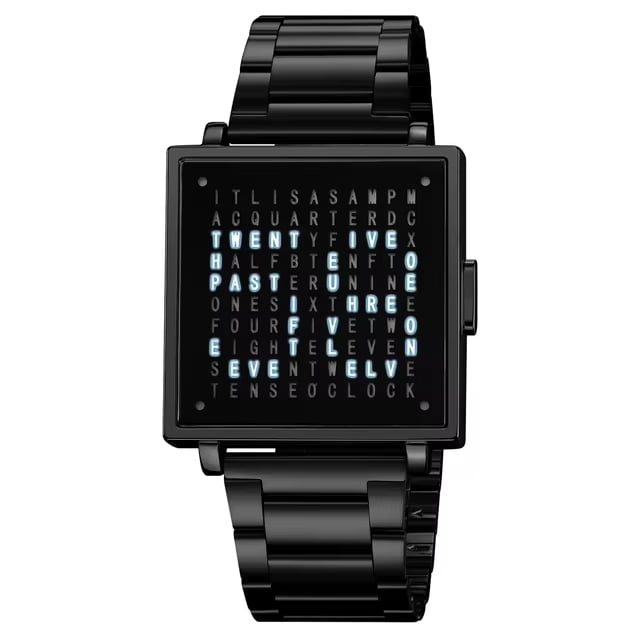Watch Word-Based Time Display Brushed Dial