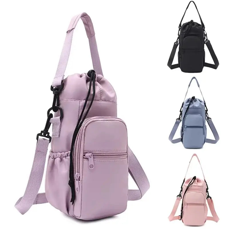Water Bottle Shoulder Bag Integrated Bottle Holder Zipper Pocket
