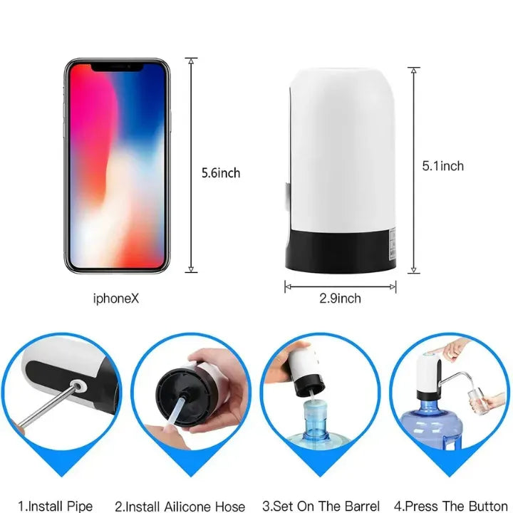 Water Dispenser Pump USB Rechargeable One-Button BPA-Free