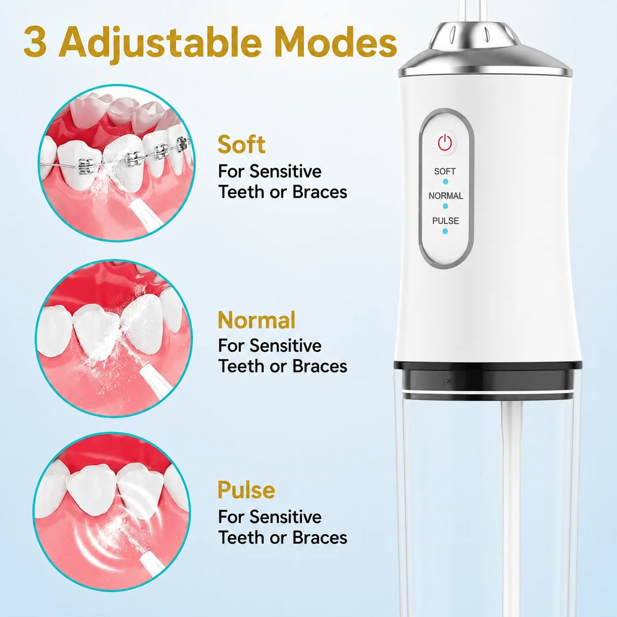 Water Flosser 360° Rotatable Nozzle USB Rechargeable