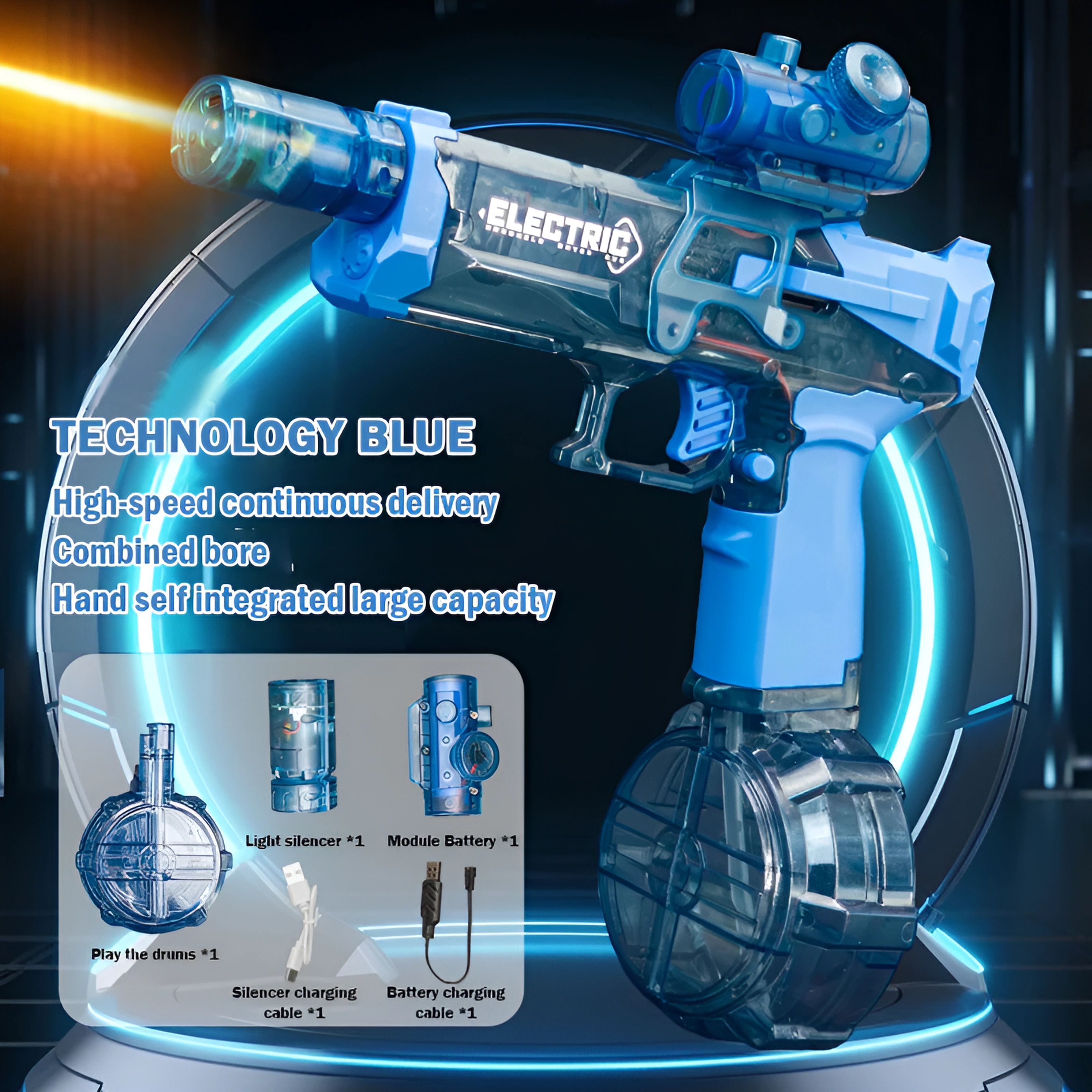 Water Gun LED Lighting & Quiet Silencer 105-Min Playtime