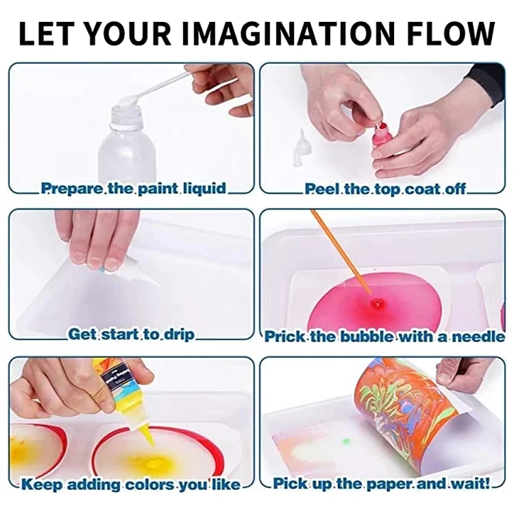 Water Marbling Kit Non-Toxic Washable 6 Or 12 Colors
