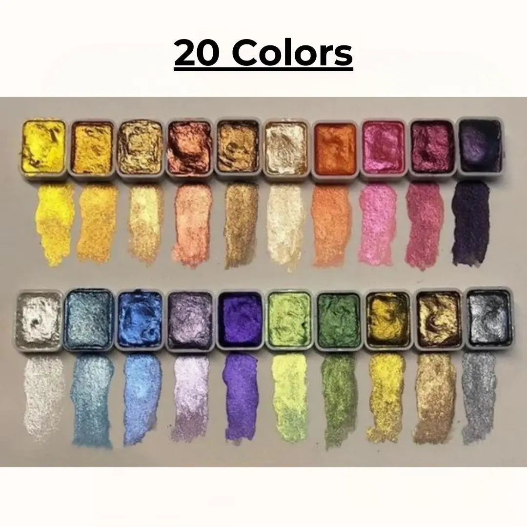 Watercolor Paint Set Vivid Shimmering Colors Gentle Blending Non-Toxic