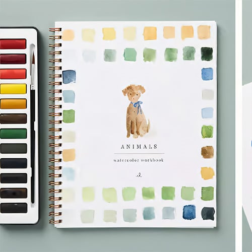 Watercolor Workbook Guided Templates Spiral-Bound Heavyweight Paper