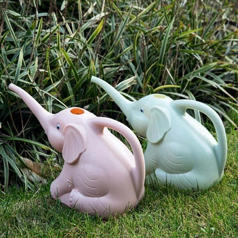 Watering Can Elephant-Shaped Trunk Spout & Integrated Handle