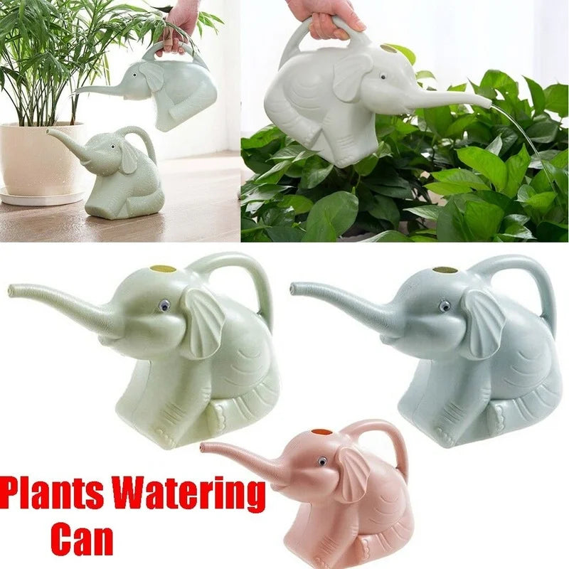 Watering Can Elephant-Shaped Trunk Spout & Integrated Handle